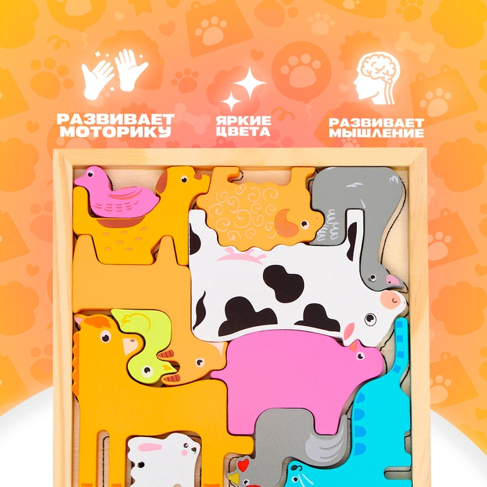 Пазл в рамке &laquo;Домашние животные&raquo; 16,6 &times; 16,6 &times; 1,2 см