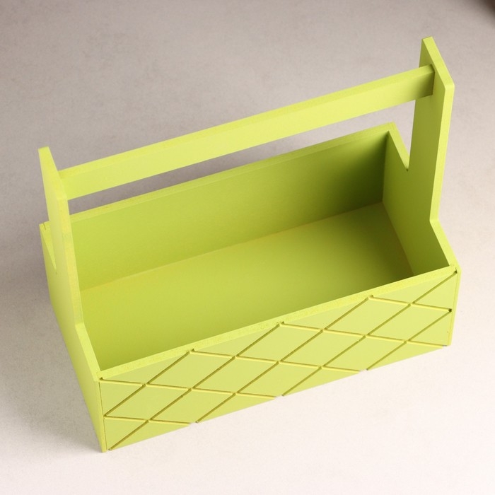 Кашпо деревянное "Эллада большая, сетка", с ручкой, 25&times;12,5&times;10(25) см Фисташковый