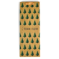 Пакет под бутылку &laquo;С Новым годом&raquo;, ёлки, 13 х 36 х 10 см , Новый год
