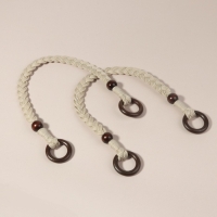 Ручки для сумки, 2 шт, вощёный шнур/дерево, 48 &times; 2 см, цвет бежевый