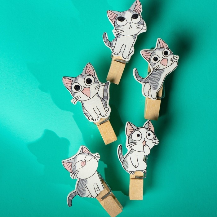 Набор для фото и декора «Котята», в наборе прищепки 10 шт., верёвка 100 см Набор для фото и декора «Котята», в наборе прищепки 10 шт., верёвка 100 см