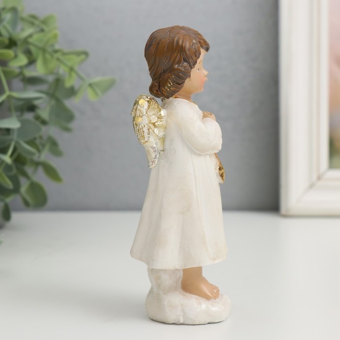 Сувенир полистоун Сувенир полистоун "Ангелочек в бежевой тоге со звёздочкой" золотые крылья 4,5х5х13 см