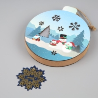 Ёлочная игрушка &laquo;Семья снеговиков&raquo;, от батареек, свечение тёплое белое