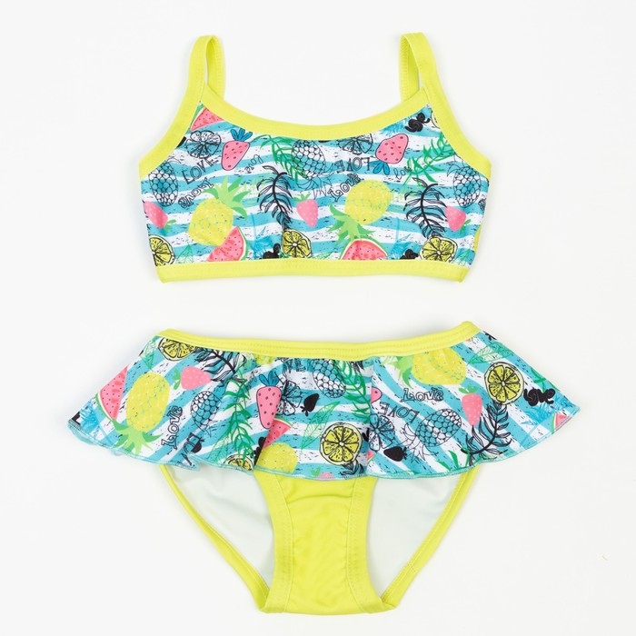 Купальник раздельный для девочки, цвет желтый/фрукты, рост 110 см Купальник раздельный для девочки, цвет желтый/фрукты, рост 110 см