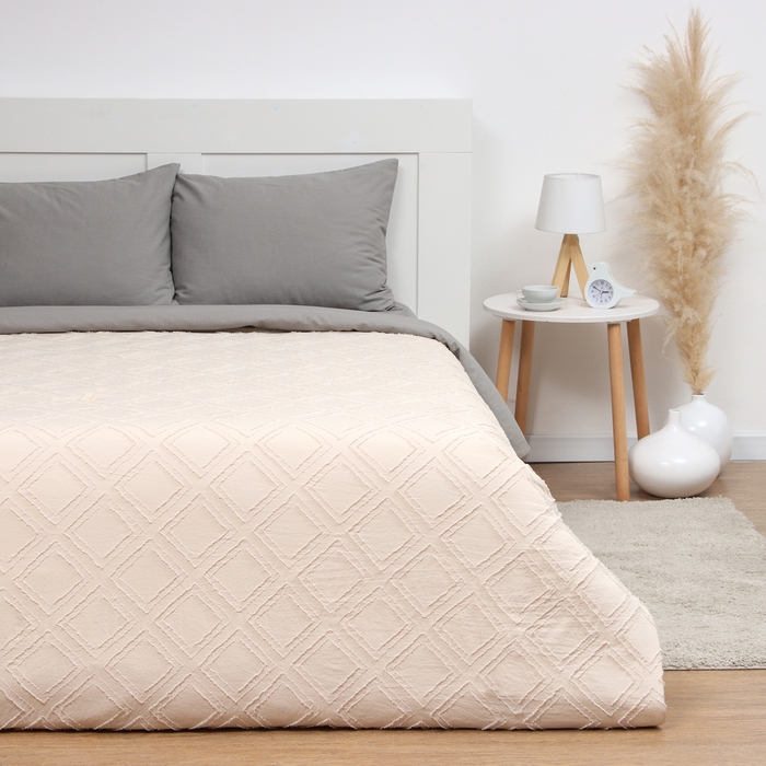 Покрывало LoveLife Tufting: Ромб цв.бежевый,  240*230&plusmn;5см, микрофайбер, 100% п/э