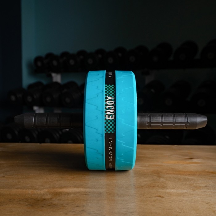 Ролик для пресса ONLYTOP, 38х17х17 см, с ковриком, цвет голубой