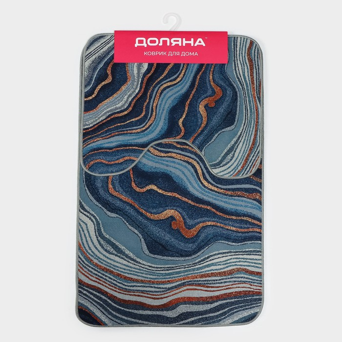 Коврики для ванной и туалета Доляна &laquo;Каменная лагуна&raquo;, 2 шт: 50&times;80 см, 50&times;40 см