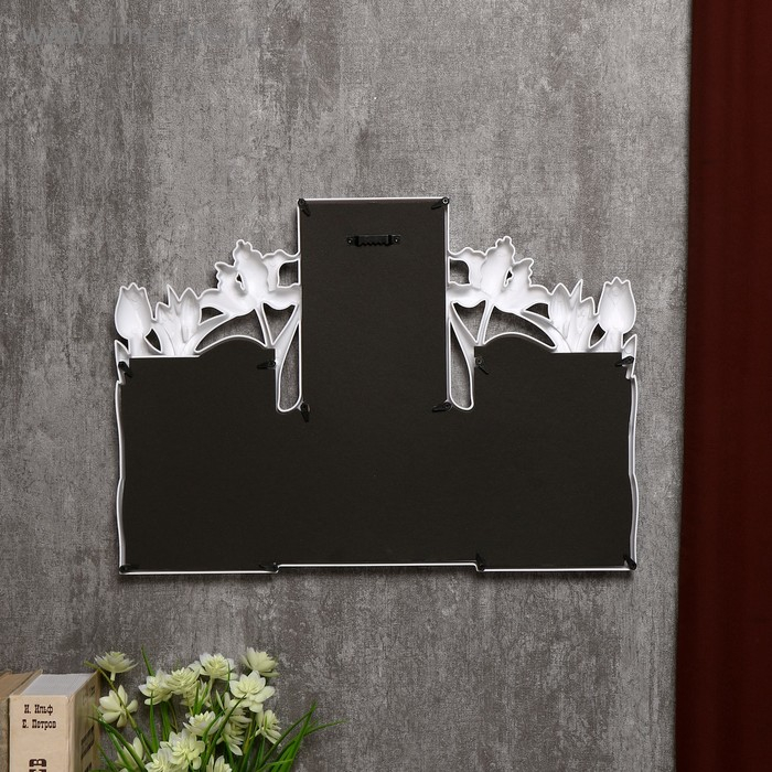 Фоторамка пластик на 4 фото 10х15 см Фоторамка пластик на 4 фото 10х15 см "Тюльпаны" белая 29х40,5х2 см