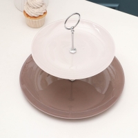 Этажерка &laquo;Капучино. Мокко&raquo;, стеклянная, двухъярусная, d=21/28 см