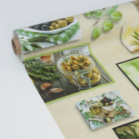 Клеёнка на стол Доляна «Оливки», на тканевой основе, рулон 20 метров, ширина 137 см, общая толщина 0,22 мм, цвет зелёный Клеёнка на стол Доляна «Оливки», на тканевой основе, рулон 20 метров, ширина 137 см, общая толщина 0,22 мм, цвет зелёный