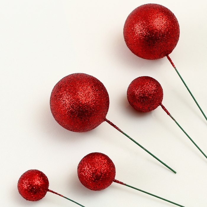 Набор топперов «Бусины», набор 20 шт., цвет красный Набор топперов «Бусины», набор 20 шт., цвет красный