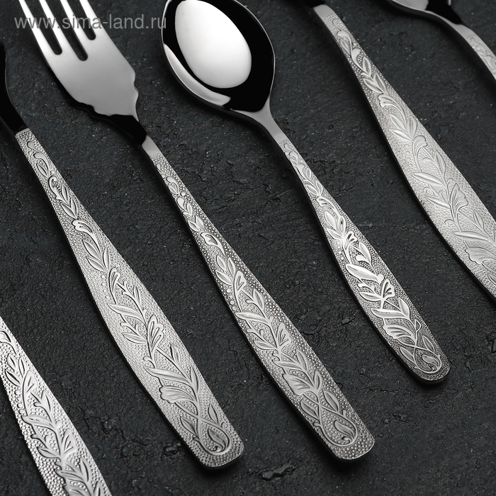 Набор столовый &laquo;Уралочка&raquo;, 60 предметов, толщина 2 мм, декоративная коробка, цвет серебряный
