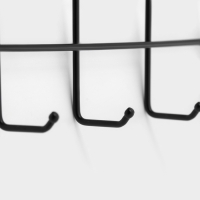 Полка для ванной Доляна, двухъярусная, 4 крючка, 47&times;25&times;14 см, чёрная