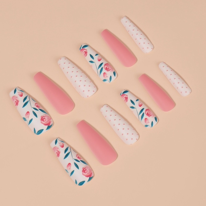 Накладные ногти &laquo;Легкое настроение&raquo;, 12 шт, с клеевыми пластинами, форма балерина, разноцветные