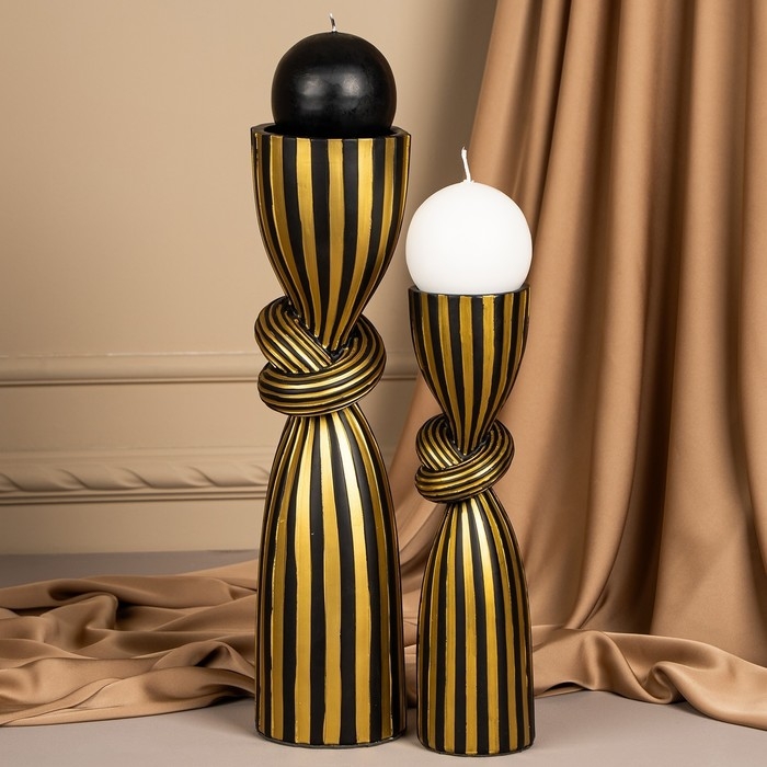 Подсвечник для одной свечи &laquo;Узел&raquo;, цвет черно-золотой 29,5 х 7,5 х 7,5 см