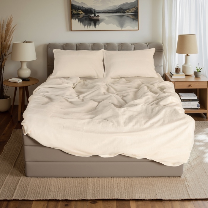 Постельное бельё Этель дуэт Light touch 155*210см-2шт,240*240см,50*70-2шт,цв.белый, 130гр/м2,100% хлопок Постельное бельё Этель дуэт Light touch 155*210см-2шт,240*240см,50*70-2шт,цв.белый, 130гр/м2,100% хлопок