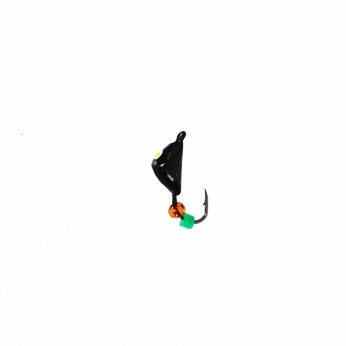 Мормышка Оса чёрная, лайм глаз + бисер, вес 1 г