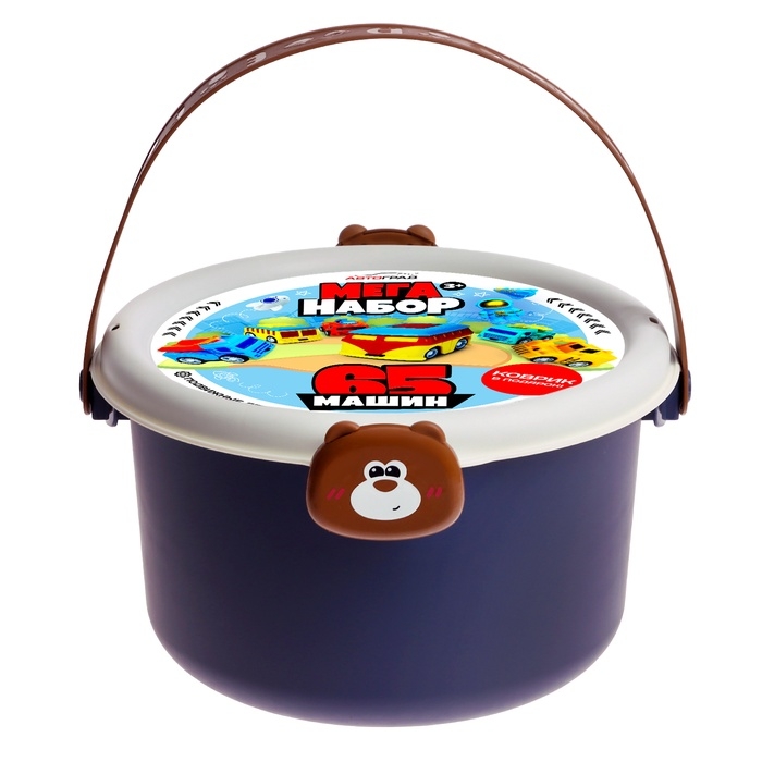 Машинки детские &laquo;Мега набор&raquo;, в ведре, инерционные, 65 шт., с игровым полем