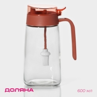 Бутылка стеклянная для масла с кисточкой Доляна &laquo;Коралл&raquo;, 600 мл, 8,5&times;7&times;18 см