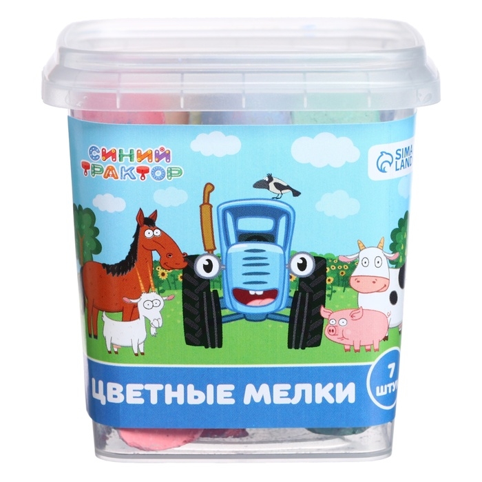 Набор цветных мелков Синий трактор , 7 цветов