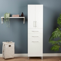 Пенал для ванной комнаты 500 с корзиной для белья, белый, 50 х 33 х 185 см