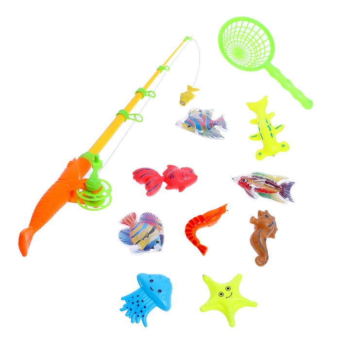 Рыбалка &laquo;Морские жители&raquo; 9 рыбок, удочка, сачок