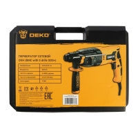 Перфоратор DEKO DKH, 850 Вт, SDS+, 4850 уд/мин, 3 Дж, кейс, набор из 5 буров Перфоратор DEKO DKH, 850 Вт, SDS+, 4850 уд/мин, 3 Дж, кейс, набор из 5 буров