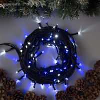 Гирлянда &laquo;Нить&raquo; 10 м, IP44, УМС, тёмная нить, 100 LED, свечение бело-синее, мигание, 220 В