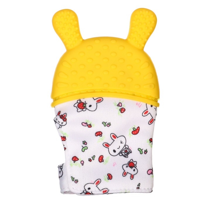 Прорезыватель-рукавичка «Зайка», цвет красный/желтый, Крошка Я Прорезыватель-рукавичка «Зайка», цвет красный/желтый, Крошка Я