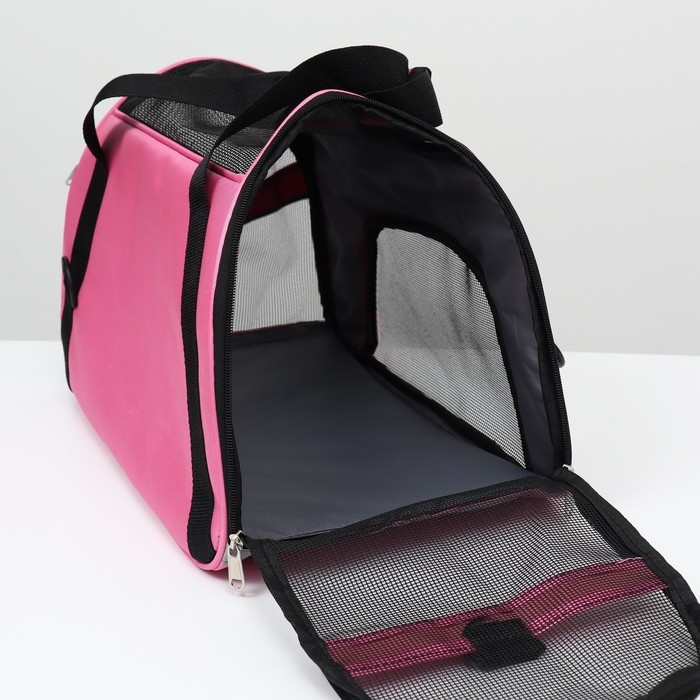 Сумка-переноска сетчатая, 43 х 21 х 30 см, розовая