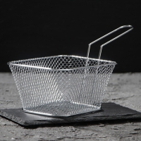 Корзинка для картофеля фри Доляна &laquo;Квадро&raquo;, 23,5&times;11&times;12,5 см, мелкая сетка, цвет серебристый