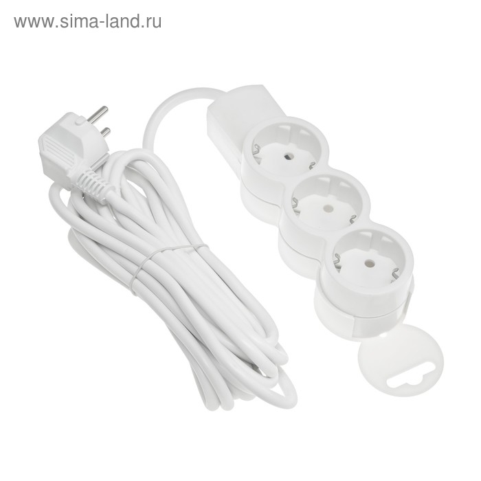 Удлинитель Duwi, 3 розетки, 5 м, 10 А, 2200 Вт, ПВС 3х0.75 мм2, с з/к, белый Удлинитель Duwi, 3 розетки, 5 м, 10 А, 2200 Вт, ПВС 3х0.75 мм2, с з/к, белый