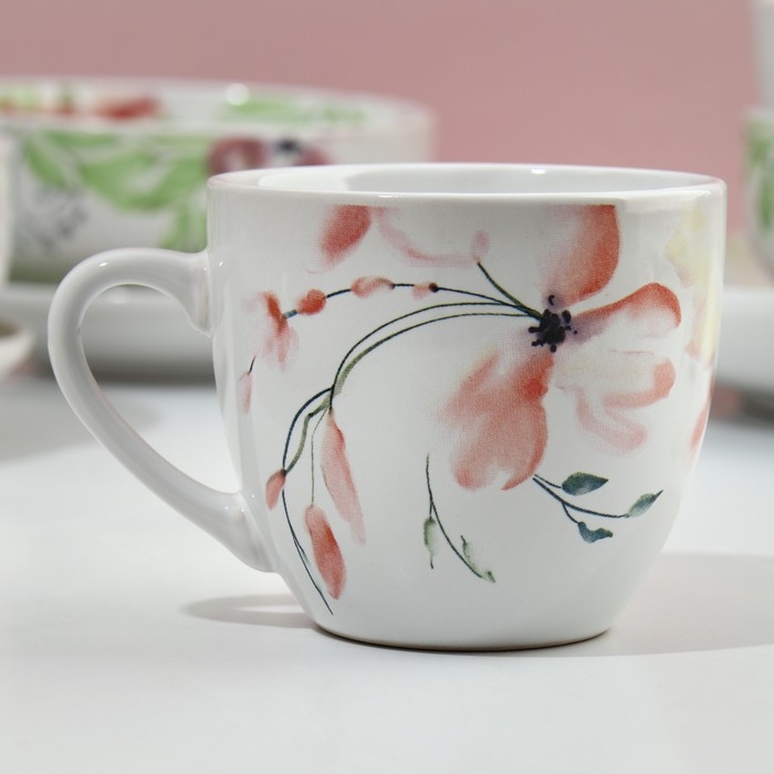 Набор посуды на 4 персоны &laquo;Акварель&raquo;, 16 предметов: 4 тарелки 23 см, 4 миски 14.5 см, 4 кружки 250 мл, 4 блюдца 15 см.