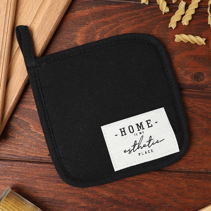 Прихватка Этель Прихватка Этель "HOME", цвет чёрный, 16х16 см, 50%хл, 50%лен