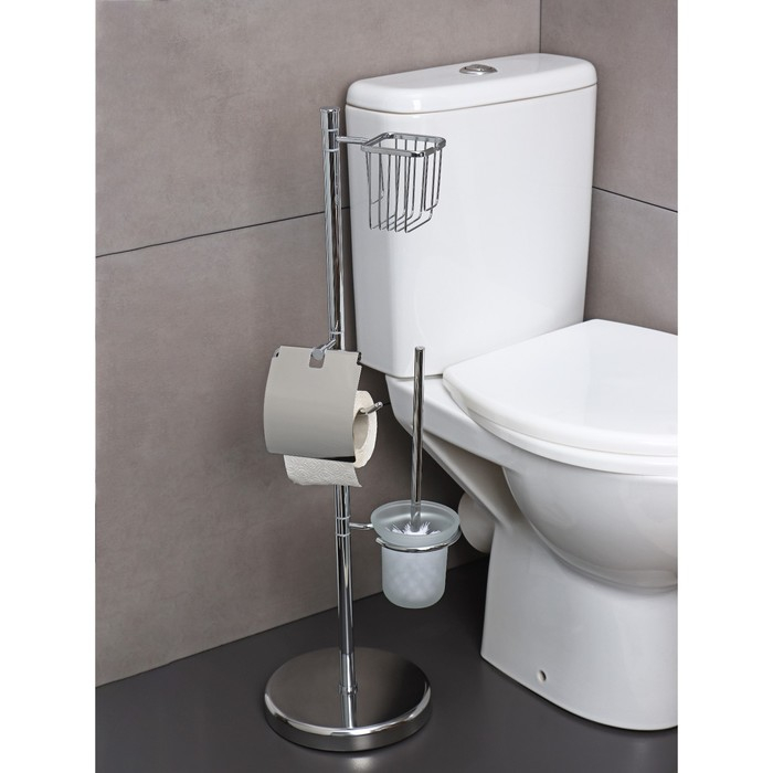 Стойка с тремя аксессуарами для туалета, 80 см, цвет хром Стойка с тремя аксессуарами для туалета, 80 см, цвет хром