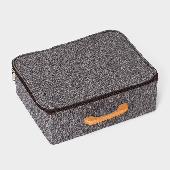 Короб для хранения на молнии LaDо́m &laquo;Рон&raquo;, 32&times;25&times;11 см, цвет серый