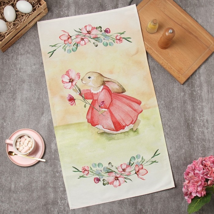 Полотенце Полотенце "Этель" Зайчик с цветком 40х73см, 100% хл, саржа 190 г/м2