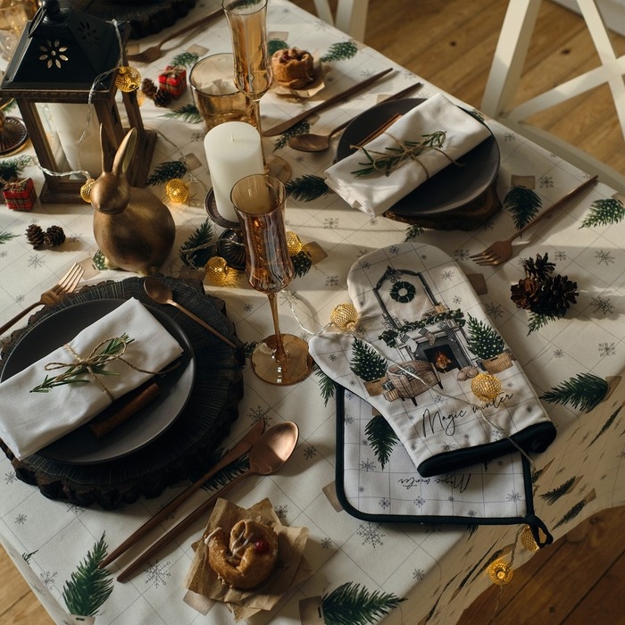 Новый год. Варежка-прихватка Magic winter 20х28см, саржа, 100% х/л, ватин 250г/м2 Новый год. Варежка-прихватка Magic winter 20х28см, саржа, 100% х/л, ватин 250г/м2