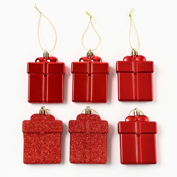 Ёлочные игрушки новогодние &laquo;Новый год: Подарки&raquo;, цвет красный