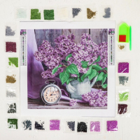 Алмазная мозаика с частичным заполнением на холсте «Сирень», 37 х 37 см Алмазная мозаика с частичным заполнением на холсте «Сирень», 37 х 37 см