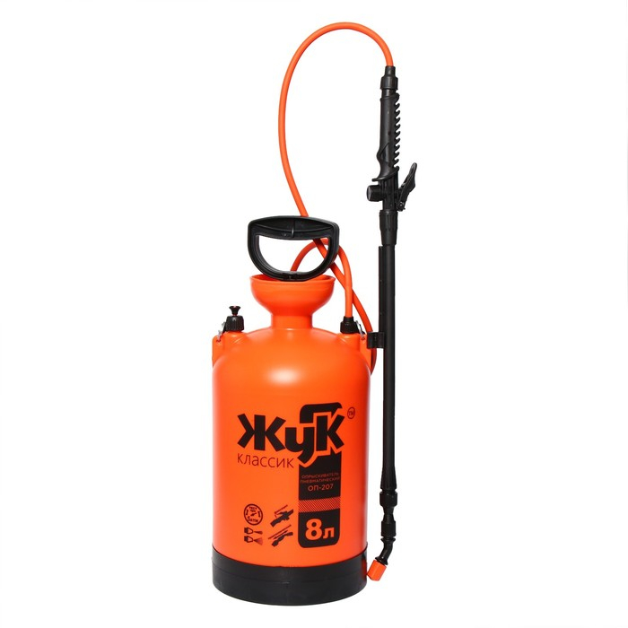 Опрыскиватель помповый ОП-207, 8 л, термоусадка, пластиковый брандспойт 208, «Жук» Опрыскиватель помповый ОП-207, 8 л, термоусадка, пластиковый брандспойт 208, «Жук»