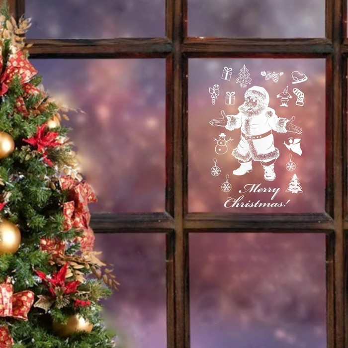 Наклейки на окна Наклейки на окна "Новогодние" снеговики, 50 х 74 см