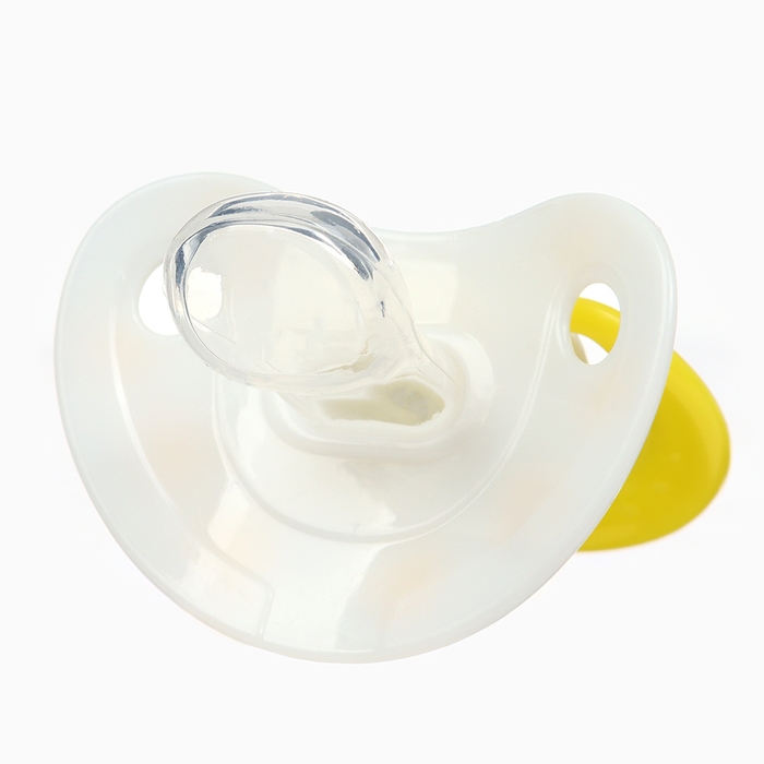 Набор: Соска - пустышка с держателем &laquo;Цветы&raquo;, ортодонтическая, +6 мес, цвет желтый