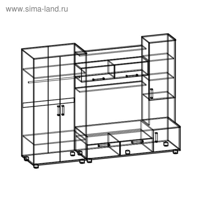 Гостиная София-3, 2000х2200х500, Венге/Дуб молочный