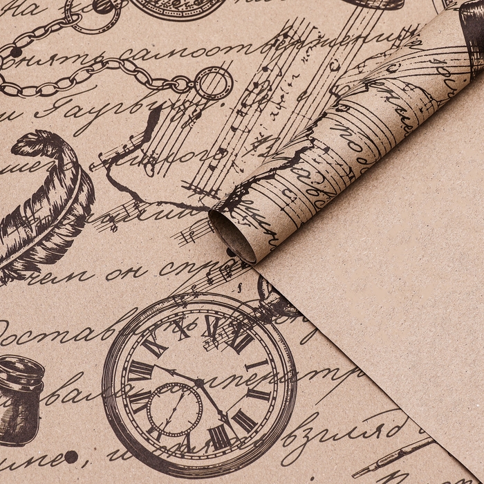 Бумага упаковочная, крафт Бумага упаковочная, крафт "Путешествие", 70 х 100 см, 1 лист