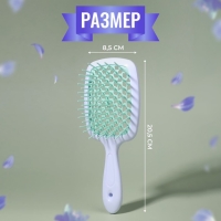 Расчёска массажная, широкая, вентилируемая, 8,5 &times; 20,5 см, PVC коробка, цвет белый/бирюзовый