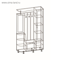 Прихожая Ксения-2 правая, 2050х1200х350, Венге/Дуб молочный