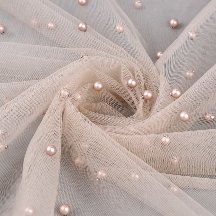 Сетка с бусинами, 150 см, 1 &plusmn; 0,2 м, цвет бежевый