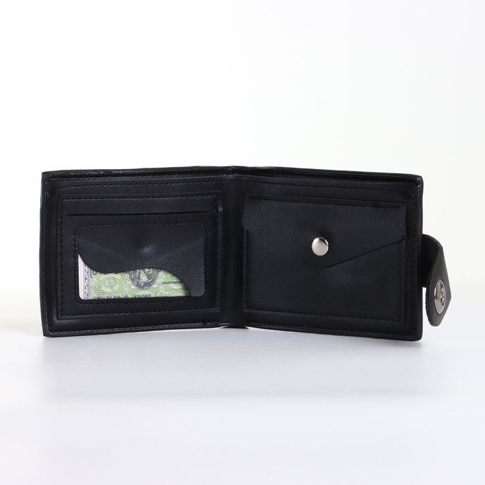 Портмоне мужское на магните, цвет чёрный