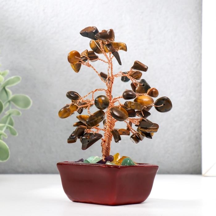 Сувенир бонсай 60 камней Сувенир бонсай 60 камней "Денежное дерево с тигровыми кристаллами" 13х7х5 см